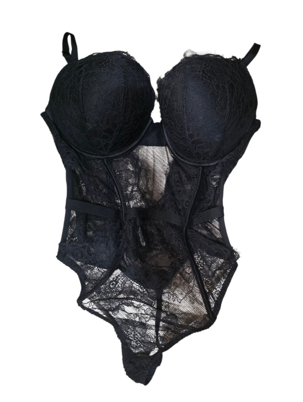 Victoria's Secret Bombshell Black Lace Teddy Push Up Bodysuit Lingerie XL